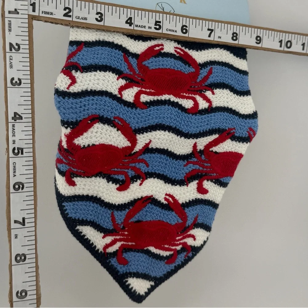 Piper K Crochet Lobster Head Scarf Red White Blue